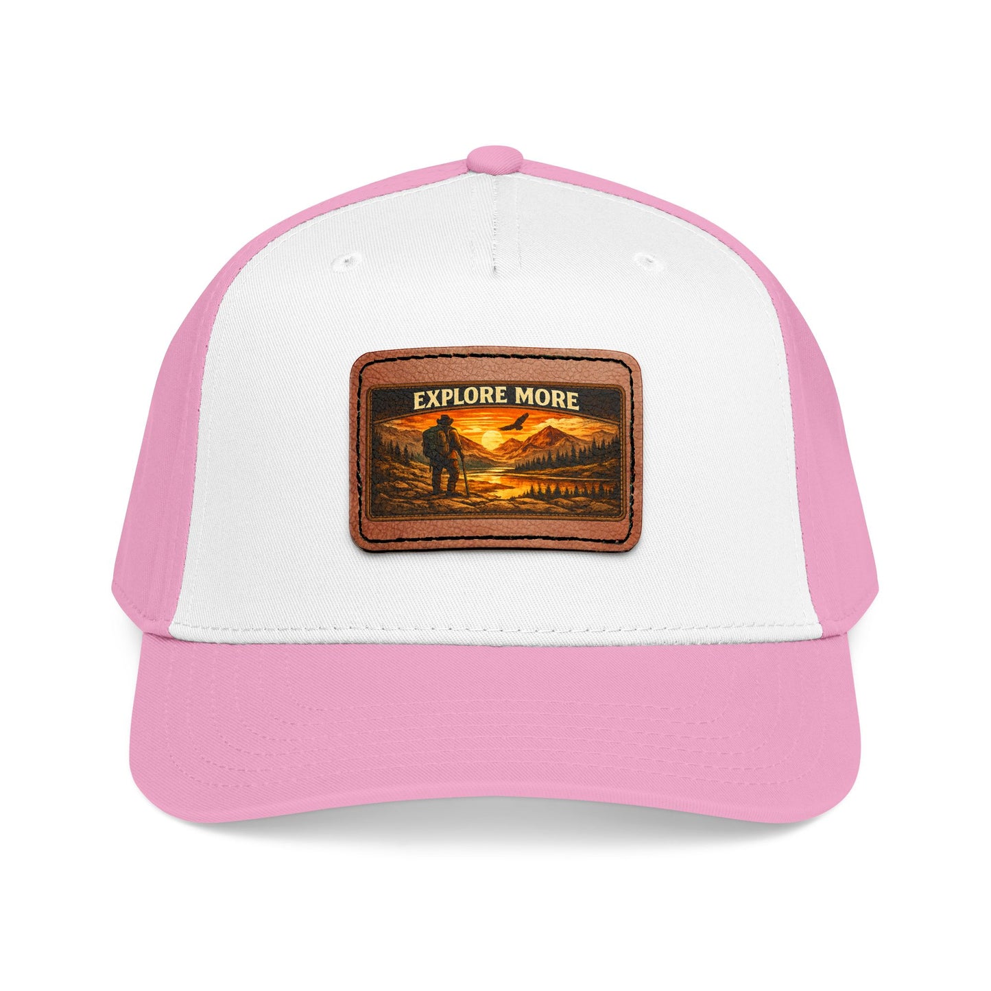Explore More Leather Patch  — Outdoor Adventure Trucker Hat