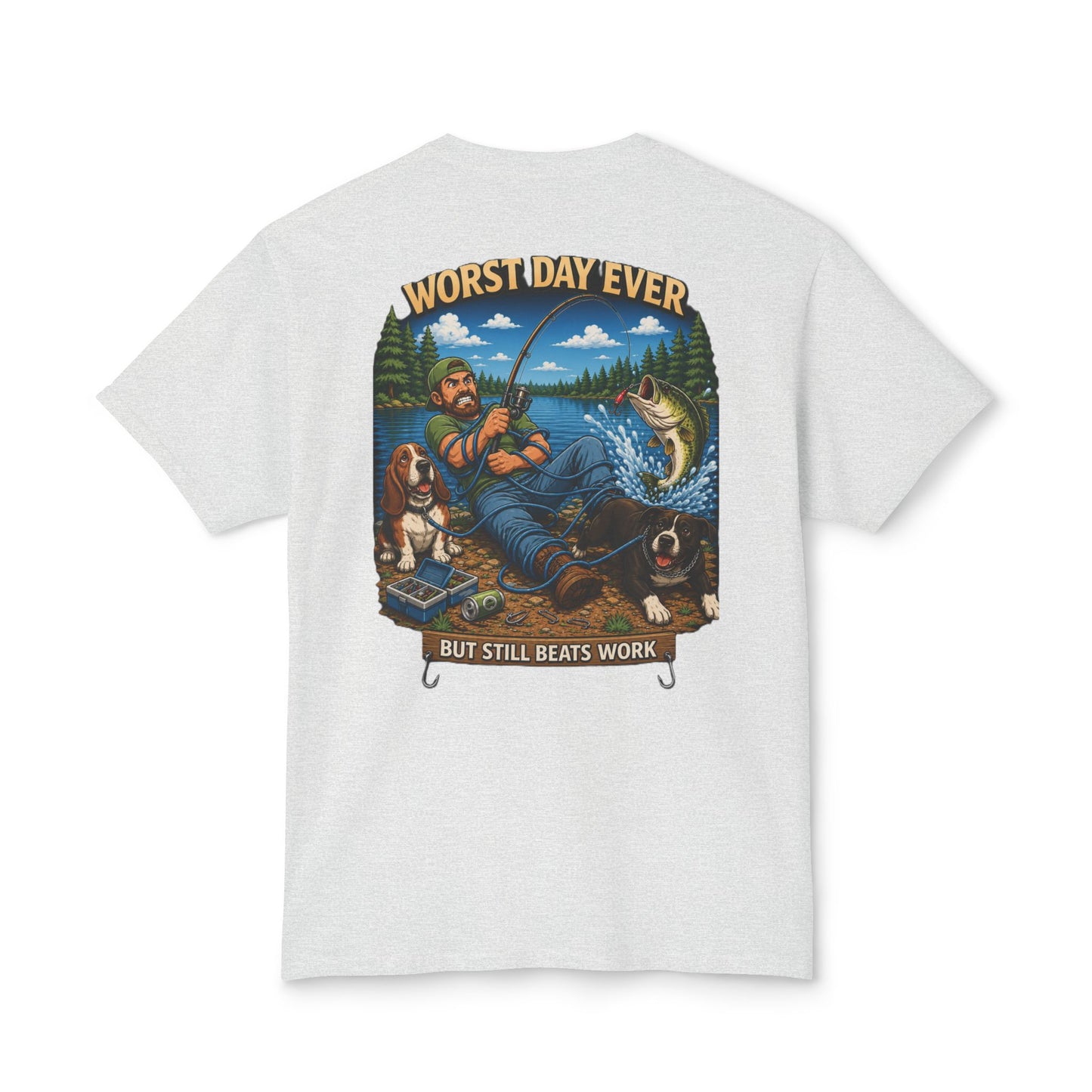 “Worst Day Ever But Still Beats Work” Funny Fishing T-Shirt
