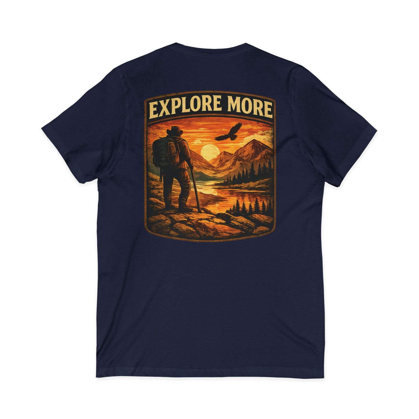 Explore More V-Neck Tee — Adventure Hiking Graphic Shirt