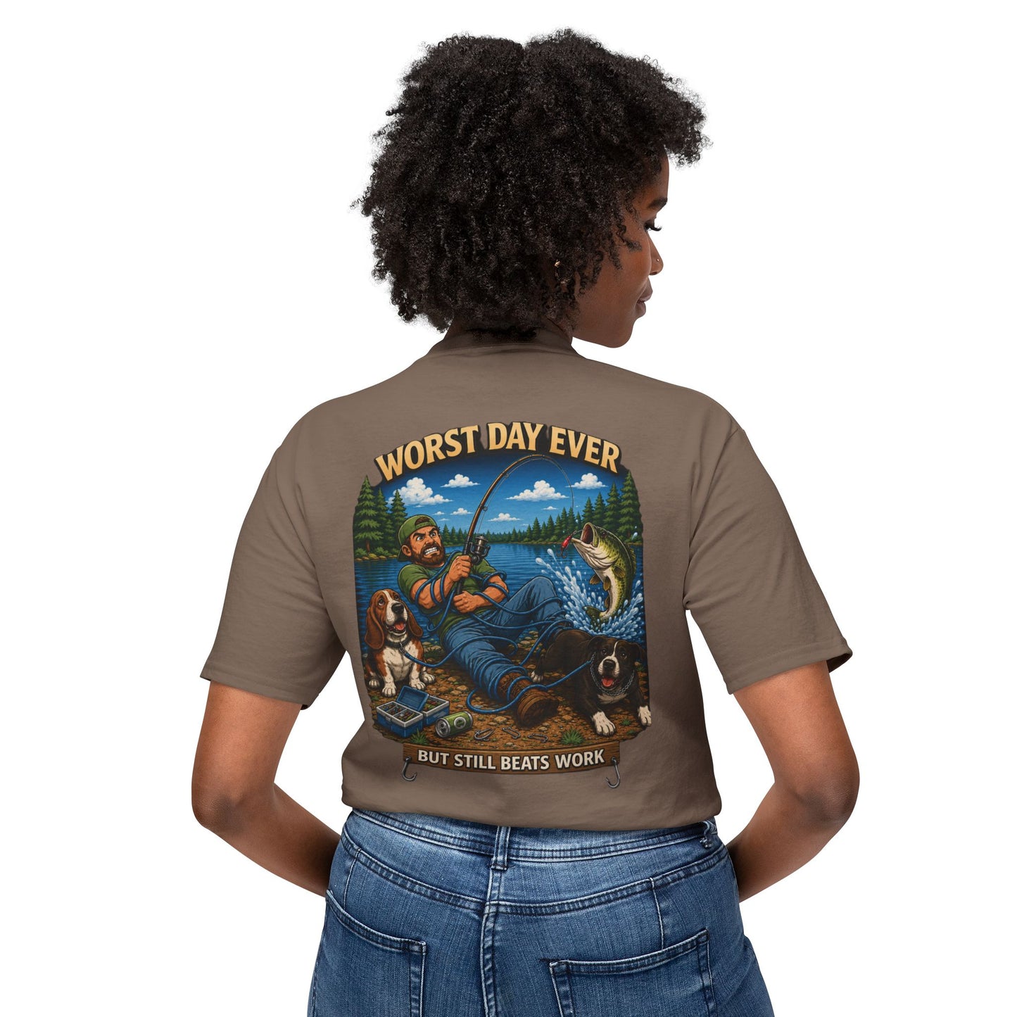 “Worst Day Ever But Still Beats Work” Funny Fishing T-Shirt